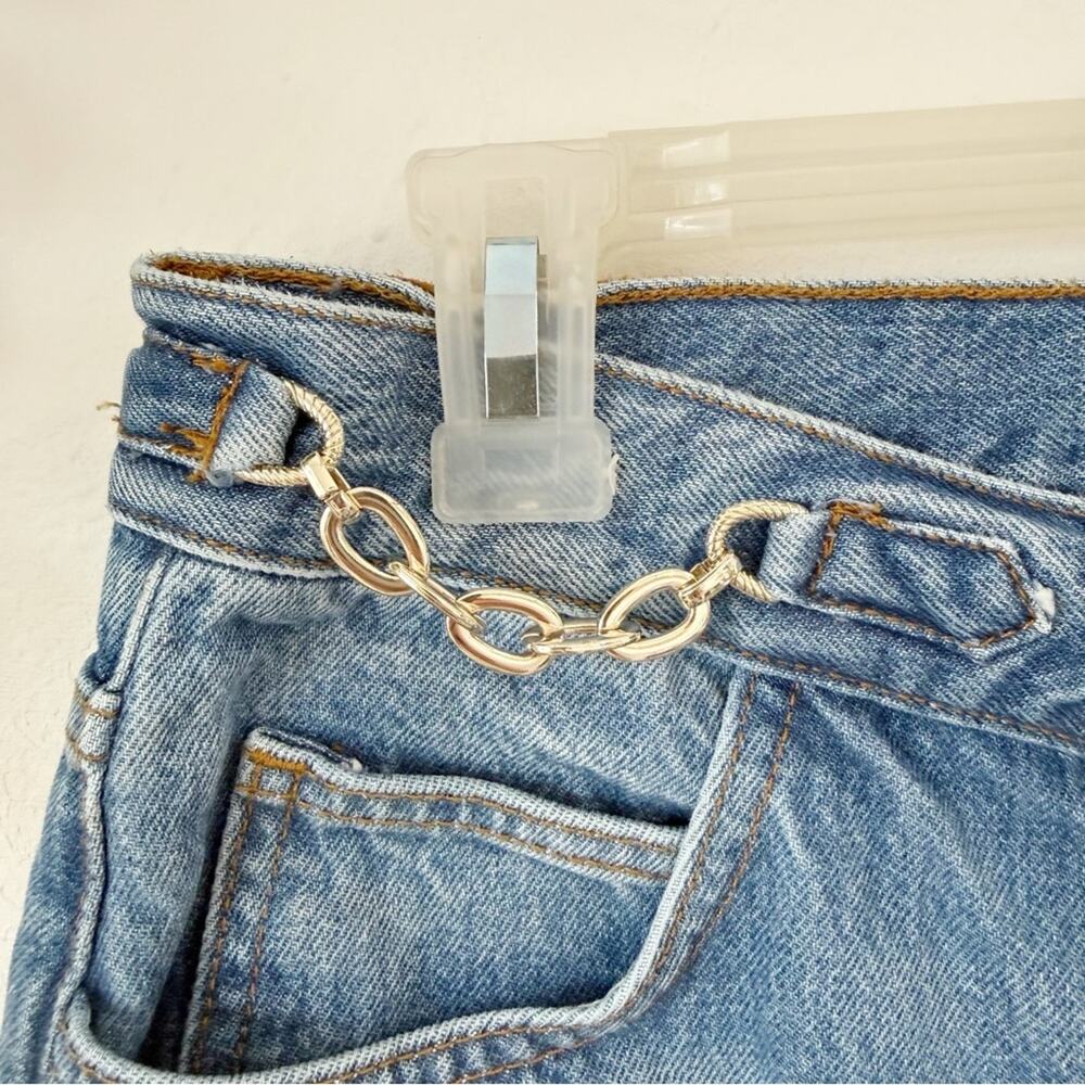 Sandro High Rise Blue Women's Jeans with Chain Detail Sz 40/8 - Picture 8 of 13